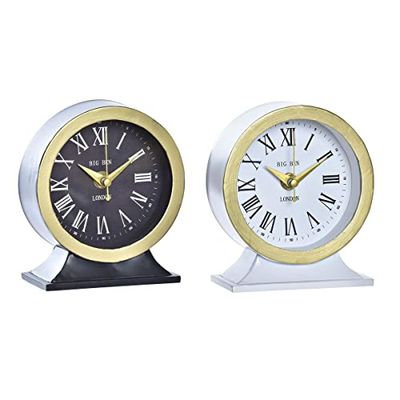 DKD Home Decor Reloj de Mesa, Blanco/Negro, Estándar