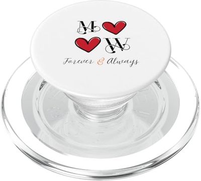 Iniciales para parejas M & W, boda, aniversario, inauguración de la casa PopSockets PopGrip para MagSafe