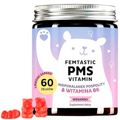 Bears with Benefits Żelki PMS z dużą dawką niepokalanka, Dong Quai, witaminy B6 - naturalne wsparcie - równowaga hormonalna u kobiet, regulacja cyklu - 60 sztuk - Wegańskie
