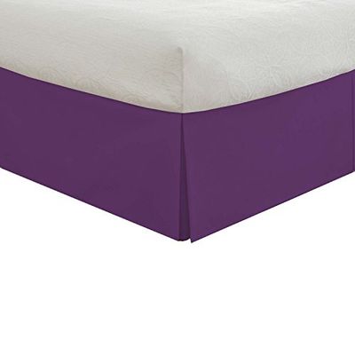 Lux Hotel Tailored Bed Skirt Classic 14" Drop Length Pleated Styling, Twin XL, Purple
