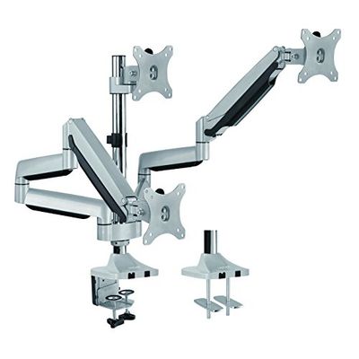 LogiLink BP0052 - Supporto da scrivania per monitor a 3 posti, carico 7 kg, 33,02-81,28 cm (13-32") Argento