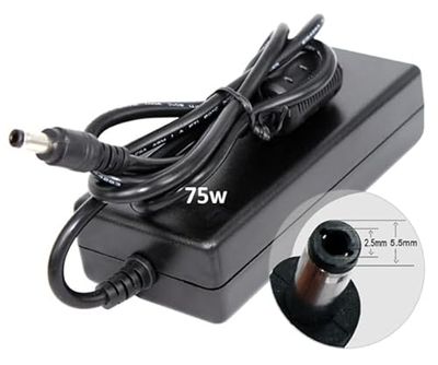 Cargador - alimentador para portátil, 75W, 19V, 3.95A, con Conector de 5.5 mm x 2.5 mm, Ideal para Modelos Toshiba.