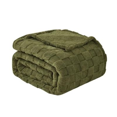 Good Nite Coperta Pile Matrimoniale Letto Singolo Plaid Saldo Calda Primavera Estiva Autunno Inverno Coperta a Scacchi Quattro Stagioni Morbido Accogliente e Caldo(130x150cm Verde Oliva)