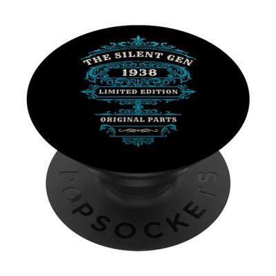 CUMPLEAÑOS VINTAGE, SILENT GEN 1938, AZUL, PIEZAS ORIGINALES PopSockets PopGrip Intercambiable