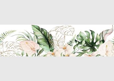 AG Design Goldblumen Self-Adhesive Border, Kitchen, Living Room, Wall Sticker, Multicoloured 500 x 13.8 cm | AWB 8288