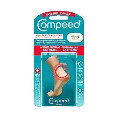 COMPEED Ampolas extremas médias, proteção acolchoada contra roçaduras, pack de 5 unidades.