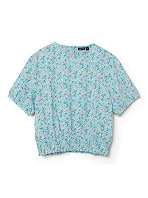 NAME IT Girl's NLFECKALI SS Crop Top T-shirt, badmössa/kontroller: badmössa/iced Aqua, 158/164, Badmössa/kontroller: simmössa/iced aqua, 158/164 cm