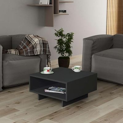 Hanah Home Stylowy Anthracite Coffee Table, 60 x 32 x 60 cm | 100% powłoka melaminowa, grubość 18 mm, samodzielny montaż, nowoczesne wzornictwo do salonu