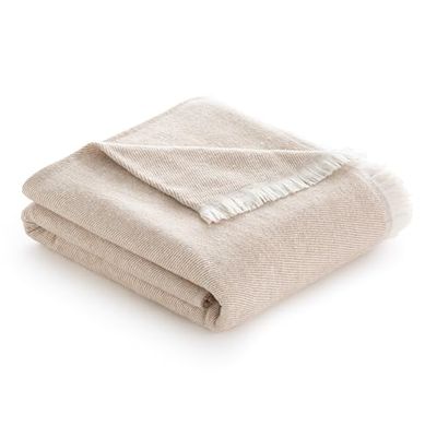 Todocama - Coperta in cotone extra morbida con motivo a righe, copriletto multiuso quattro stagioni per divano, letto, federa decorativa e coperta in pile, (beige sabbia, 120 x 180 cm)