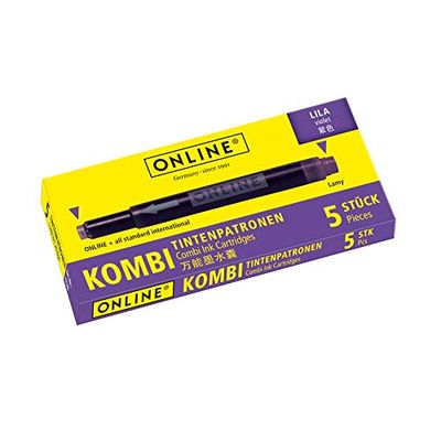 ONLINE 5x Recharges d'encre pour stylos-plumes I compatible avec LAMY, Pelikan, Schneider etc I encre bleu nuit I cartouches d'encre universelles pour stylos-plumes I résistants au gel, non effaçables