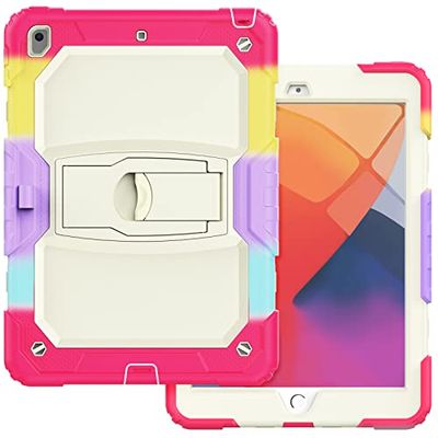 IPad mini6 met ondersteuning, duurzaam, hybride, schokbestendig, bestendig, siliconen beschermhoes voor drie lagen voor kinderen (groene munt)