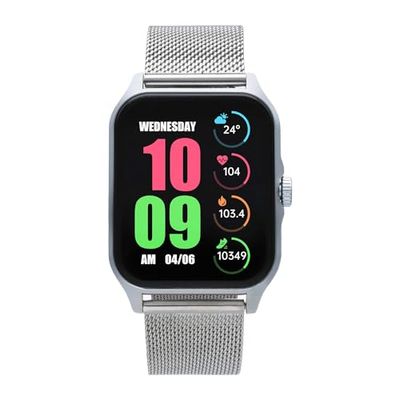 Radiant LAS VEGAS PREMIUM 2 - Smartwatch Argent- Montre intelligente - Unisexe - Avec bracelet en silicone - Mode Sport, Compteur de Pas, Calories, Sommeil, Notifications - Compatible avec Android/iOS