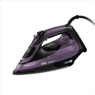 Braun TexStyle 9 SI9661VI Stoomstrijkijzer met FreeGlide 3D-technologie, verticaal strijkijzer, anti-druppelfunctie, tank 330 ml, 260 g/min, 3200 W, paars