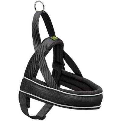 Hunter Racing Norweska uprząż dla psów, nylonowa, odblaskowa, przyjazna dla płaszcza, czarna, XL