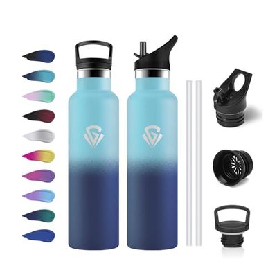 Botella Agua 750ml, Cantimplora Acero Inoxidable con Aislamiento Doble Pared, sin BPA, Botella Agua Reutilizable y Hermética para Escuela, Deporte, Gimnasio, Senderismo, Outdoor, Bicicleta, Gym