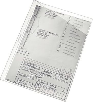 ESSELTE 25320 - Fundas portaplanos PVC sin refuerzo 80 micras 4 taladros Corte oblícuo. (caja 100 ud.)