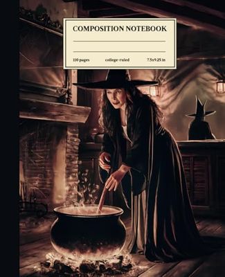 Composition Notebook College Ruled: Witch's Brew: Vintage Witch and Cauldron Illustration for Magic Lovers and Storytellers