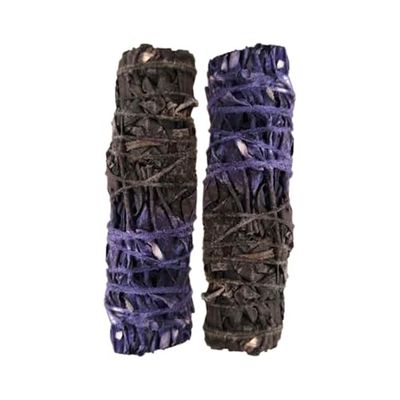 Smudge Stick, Reversible Sage Purple & Black, Protection & Power 4", Pack of 2