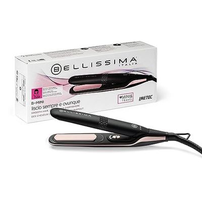 Bellissima Mini lisseur pour le sac et le voyage, pour des cheveux lisses à tout moment, partout, Compact, Léger, Revêtement céramique, Température 200°C, Multi-voltage automatique, Beauty Bag