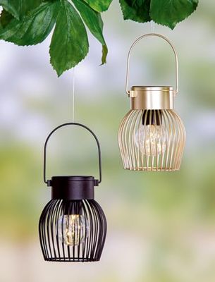 Pack of 8 Hanger (LED), round, Metal, black, gold-colored, PU 8, 2 assorted, H. 12 cm, D. 10 cm