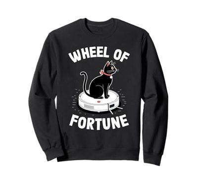 Wheel Of Fortune Cat On Robot Vacuum Cleaner Cat Sweatshirt
