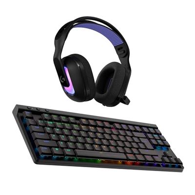 Logitech G G522 LIGHTSPEED, draadloze gaming headset & draadloos gaming toetsenbord G515 LIGHTSPEED TKL:een premium headset en toetsenbord en bekabelde connectiviteit -voor pc, US INT'L QWERTY- Zwart