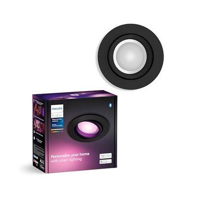 Philips Hue White & Color Ambiance Centura, plafoniera dimmerabile per il sistema di illuminazione Hue con 16 milioni di colori, controllo intelligente della luce tramite voce e app, nero.