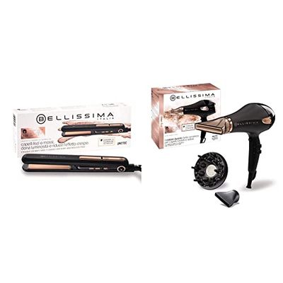 Bellissima Imetec Piastra per Capelli, Rivestimento in Ceramica e tormalina & Imetec My Pro Ceramic P5 3800 Asciugacapelli Professionale Per Capelli Morbidi E Luminosi