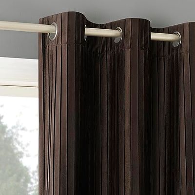 Sun Zero Scarlett 2-Pack Pleated Velvet Noise Reducing Blackout Grommet Curtain Panel Pair, 40" x 96", Chocolate Brown