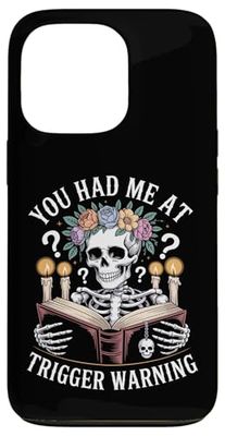 Dark Romance Had Me at Trigger Warning Skeleton Book Reader Case for iPhone 13 Pro