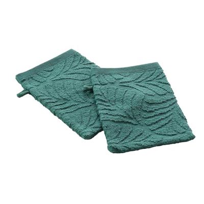 Douceur d'Intérieur Amazone - 2 Manoplas de baño, 15 x 21 cm, Esmeralda, de 100% algodón