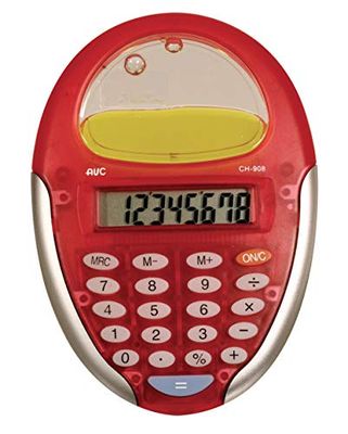 AVC Calcolatrice Tascabile Smile 8 Cifre, Formato 70x100x10 mm, Colore Rosso