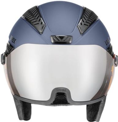 uvex hlmt 600 visor - skihelm voor dames en heren - met vizier - individueel passysteem - blue matt - 55-57 cm