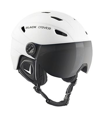 BLACK CREVICE Casque Ski Silvretta I Casque Ski avec visière Style Pilote I différentes Couleurs I Casque Ski Hommes & Femmes I Casque en Polycarbonate I Casque (XL, Blanc/Violet)