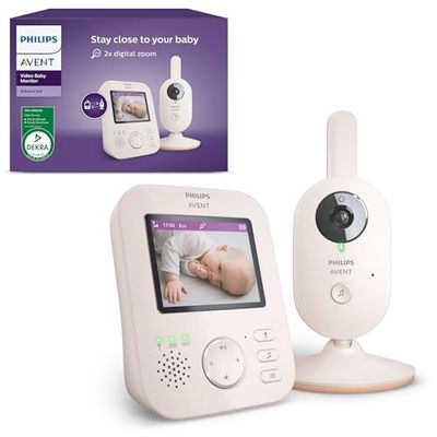 Philips Avent Advanced Video Baby Monitor, Certificato DEKRA, per rimanere sempre in contatto con il tuo bambino in modo sicuro e riservato, con telecamera e audio, schermo da 2,8", zoom x2, SCD881/26