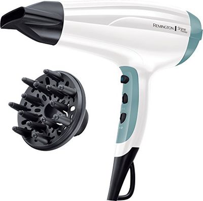 Remington Sèche-cheveux Ionique [Brillance, Puissance & Silencieux] Shine Therapy (2300W, 3 températures/ 2 vitesses, Air Frais, Anti-Frizz, Concentrateur, Diffuseur) D5216