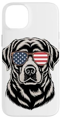 Patriotic Labrador Retriever Dog American Flag Sunglasses Case for iPhone 14 Plus