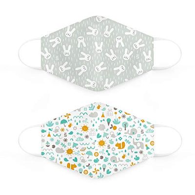Suavinex Masques pour enfants réutilisables certifiés et approuvés 3 à 5 ans, 3 couches, 25 cycles de lavage, fabriqué en Espagne, 2 unités, rose – 29 g