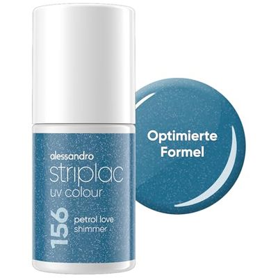 alessandro Striplac - Vernis à ongles UV Petrol Love Shimmer - Couvrant et résistant aux rayures jusqu'à 15 jours - Application facile - Technologie de pelage douce - Vegan - Bleu - 6,5 ml
