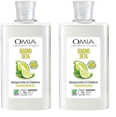 Omia, Bagno Seta EcoBio al Bergamotto di Calabria, Bagnoschiuma Energizzante, Rende la Pelle Luminosa e Idratata, Dermatologicamente Testato, Flacone da 400 ml (Confezione da 2)