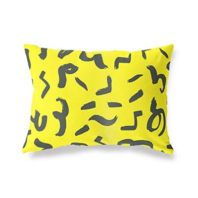 BonaMaison Jaune Fluo-Fumée Housse de Coussin Motif, Taie d'oreiller pour Lit Voiture Canapé Maison Salon Chambre, Décoration D'intérieur, 45x60 Cm - Conçu et Fabriqué en Turquie