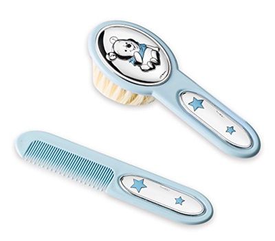 Disney Baby Petite enfance - Coffret cadeau avec brosse à cheveux et peigne indispensable entre les accessoires pour bébé avec finitions Winnie l'ourson en argent
