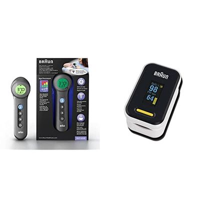 Braun Healthcare BNT400B No Touch + Touch thermometer with Age Precision Black edition & Braun Pulse Oximeter 1, YK-81CEU