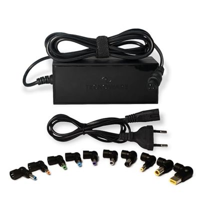 Tecnoware Power Systems - Chargeur Universel 95W pour Ordinateur Portable, 10 Connecteurs Compatibles Acer ASUS Sony LG Lenovo IBM Fujitsu Samsung, Alimentation 15V à 24V, Noir, 95W