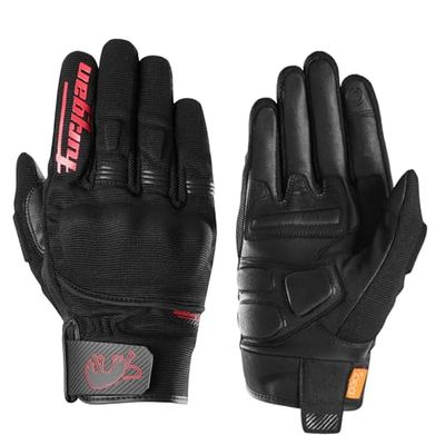 Furygan JET D3O EVO - Men's Motorcycle Gloves - 100% Leather Palm - Comfort - Summer Gloves - Breathable & Light - Compatible Screens - Touch Screen