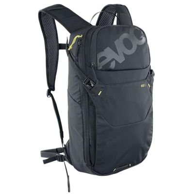 EVOC RIDE 8 fietsrugzak, trekkingrugzak voor trails & andere activiteiten (slim zakbeheer, geventileerd met AIR-PAD rugbekleding, incl. 2l HYDRATION BLADDER), Zwart