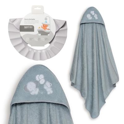 Interbaby - Mantello da bagno per bambini + cappello regolabile | Asciugamano con cappuccio 100% cotone unisex | morbido, asciugatura rapida | Ideale per neonati, neonati e bambini piccoli | Design