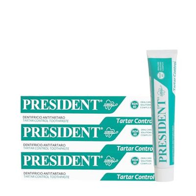 President Zestaw 3 ZĘBÓW PRZECIWODOWYCH TARTAROWYCH, zapobiega powstawaniu płytki nazębnej i próchnicy zębów. Świeży oddech. RDA 60, 3 x 75 ml