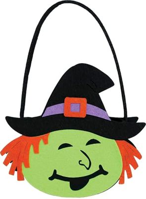 FIESTAS GUIRCA | Häxfiltkorg (13 x 16 cm) - Hink för trick eller godis och halloweendekoration - perfekt tillbehör för fester och fester - orange