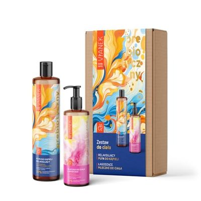 VIANEK Prebiotiskt kroppsvårdsset – Lugnande kroppsmjölk 300 ml och avslappnande bad 400 ml – fuktgivande, mikrobiomskydd och naturlig vård